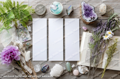 3 White Bookmark Mockup, Celtic Mockup, Floral Photo, p2 Product Image 2