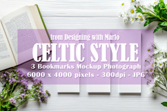 3 White Bookmark Mockup, Celtic Mockup, Floral Photo, p4 Product Image 1