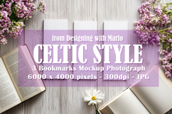 3 White Bookmark Mockup, Celtic Mockup, Floral Photo, p6 Product Image 1