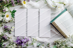 3 White Bookmark Mockup, Celtic Mockup, Floral Photo, p8 Product Image 2