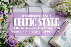 3 White Bookmark Mockup, Celtic Mockup, Floral Photo, p9 Product Image 1