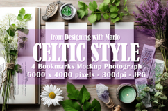 4 White Bookmark Mockup, Celtic Mockup, Floral Photo, p1 Product Image 1
