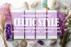 4 White Bookmark Mockup, Celtic Mockup, Floral Photo, p11 Product Image 1