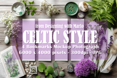 4 White Bookmark Mockup, Celtic Mockup, Floral Photo, p13 Product Image 1