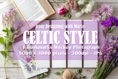 4 White Bookmark Mockup, Celtic Mockup, Floral Photo, p15 Product Image 1