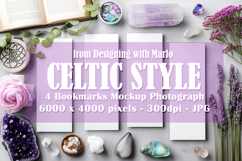 4 White Bookmark Mockup, Celtic Mockup, Floral Photo, p18 Product Image 1