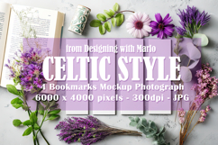 4 White Bookmark Mockup, Celtic Mockup, Floral Photo, p2 Product Image 1
