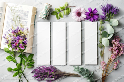 4 White Bookmark Mockup, Celtic Mockup, Floral Photo, p2 Product Image 2