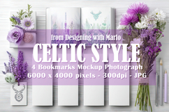 4 White Bookmark Mockup, Celtic Mockup, Floral Photo, p20 Product Image 1