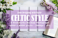 4 White Bookmark Mockup, Celtic Mockup, Floral Photo, p3 Product Image 1