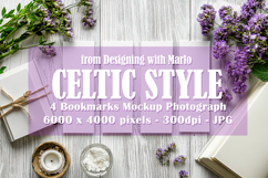 4 White Bookmark Mockup, Celtic Mockup, Floral Photo, p4 Product Image 1