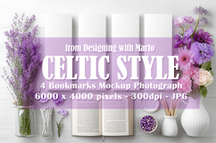 4 White Bookmark Mockup, Celtic Mockup, Floral Photo, p7 Product Image 1