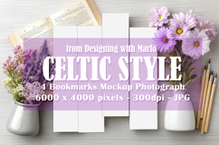 4 White Bookmark Mockup, Celtic Mockup, Floral Photo, p8 Product Image 1