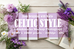 4 White Bookmark Mockup, Celtic Mockup, Floral Photo, p9 Product Image 1
