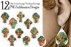 Celtic Cross Watercolor Teardrop Earring Sublimation Designs Product Image 1