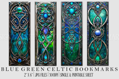 Irish Celtic Bookmarks, Celtic Designs, Green Blue Bookmarks Product Image 1