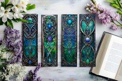 Irish Celtic Bookmarks, Celtic Designs, Green Blue Bookmarks Product Image 2
