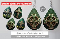 Earring Teardrop Celtic Pattern Patrick Day Product Image 1