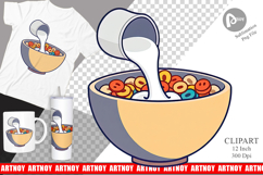 Cereal Bowl with Milk Clipart Product Image 1