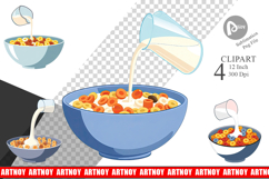 Cereal Bowl with Milk Clipart Product Image 1