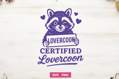 Certified Lovercoon SVG PNG, Funny Raccoon Love Quote Design Product Image 1