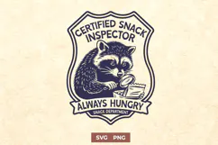 Certified Snack Inspector SVG PNG, Funny Raccoon Design Product Image 1