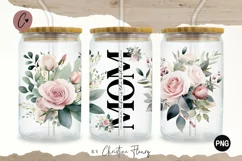 Blush Mom Life Flower 16oz Libbey Glass Wrap PNG Product Image 1