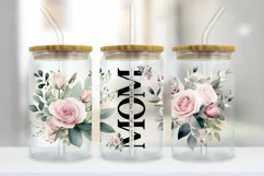 Blush Mom Life Flower 16oz Libbey Glass Wrap PNG Product Image 2