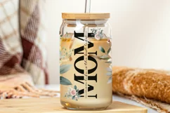 Blush Mom Life Flower 16oz Libbey Glass Wrap PNG Product Image 3