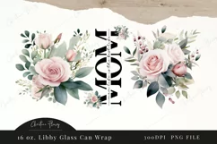 Blush Mom Life Flower 16oz Libbey Glass Wrap PNG Product Image 4