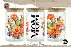Cactus Mom Life Flower 16oz Libbey Glass Wrap PNG Product Image 1