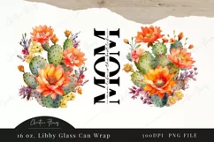 Cactus Mom Life Flower 16oz Libbey Glass Wrap PNG Product Image 4