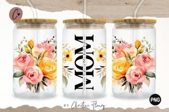 Watercolor Mom Life 16oz Libbey Glass Wrap PNG Product Image 1