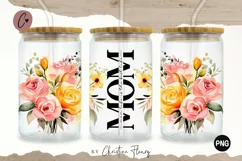 Watercolor Mom Life 16oz Libbey Glass Wrap PNG Product Image 1