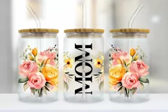 Watercolor Mom Life 16oz Libbey Glass Wrap PNG Product Image 2