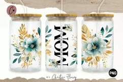 Teal Mom Life Flower Libbey Glass Wrap PNG Product Image 1