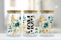 Teal Mom Life Flower Libbey Glass Wrap PNG Product Image 2