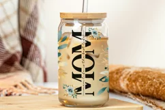 Teal Mom Life Flower Libbey Glass Wrap PNG Product Image 3