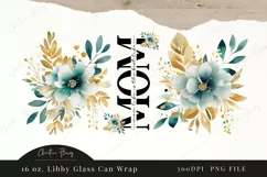 Teal Mom Life Flower Libbey Glass Wrap PNG Product Image 4