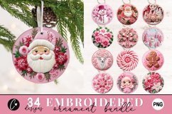 3D Embroidered Pink Christmas Ornament Sublimation Bundle Product Image 1