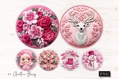 3D Embroidered Pink Christmas Ornament Sublimation Bundle Product Image 2