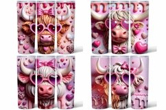 3D Highland Cow Valentines Tumbler Bundle PNG Product Image 2