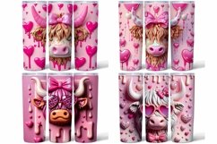3D Highland Cow Valentines Tumbler Bundle PNG Product Image 5