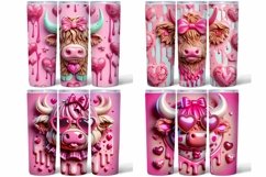 3D Highland Cow Valentines Tumbler Bundle PNG Product Image 6