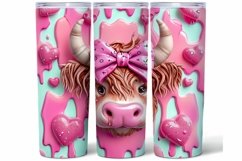3D Highland Cow Valentines Tumbler Bundle PNG Product Image 8