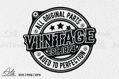 VINTAGE 1974 SVG, Funny Birthday SVG PNG, Garage Style Product Image 1