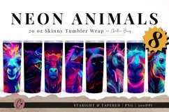 8 Neon Animal Tumbler Wraps | 20 oz Skinny Tumbler Subl Product Image 1