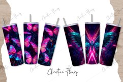 8 Neon Butterflies &amp; Flowers Tumbler Wraps | 20 oz Tumbler Product Image 3