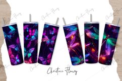 8 Neon Butterflies &amp; Flowers Tumbler Wraps | 20 oz Tumbler Product Image 4