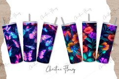 8 Neon Butterflies &amp; Flowers Tumbler Wraps | 20 oz Tumbler Product Image 6